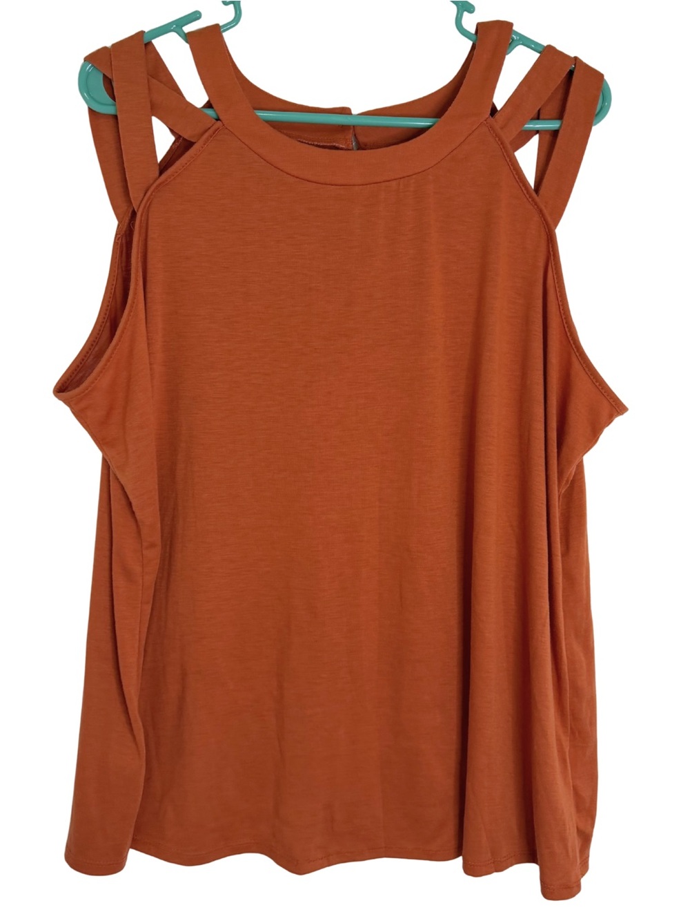 Perseption Rust Colored Shoulder Cutouts Tank Top Size 1X